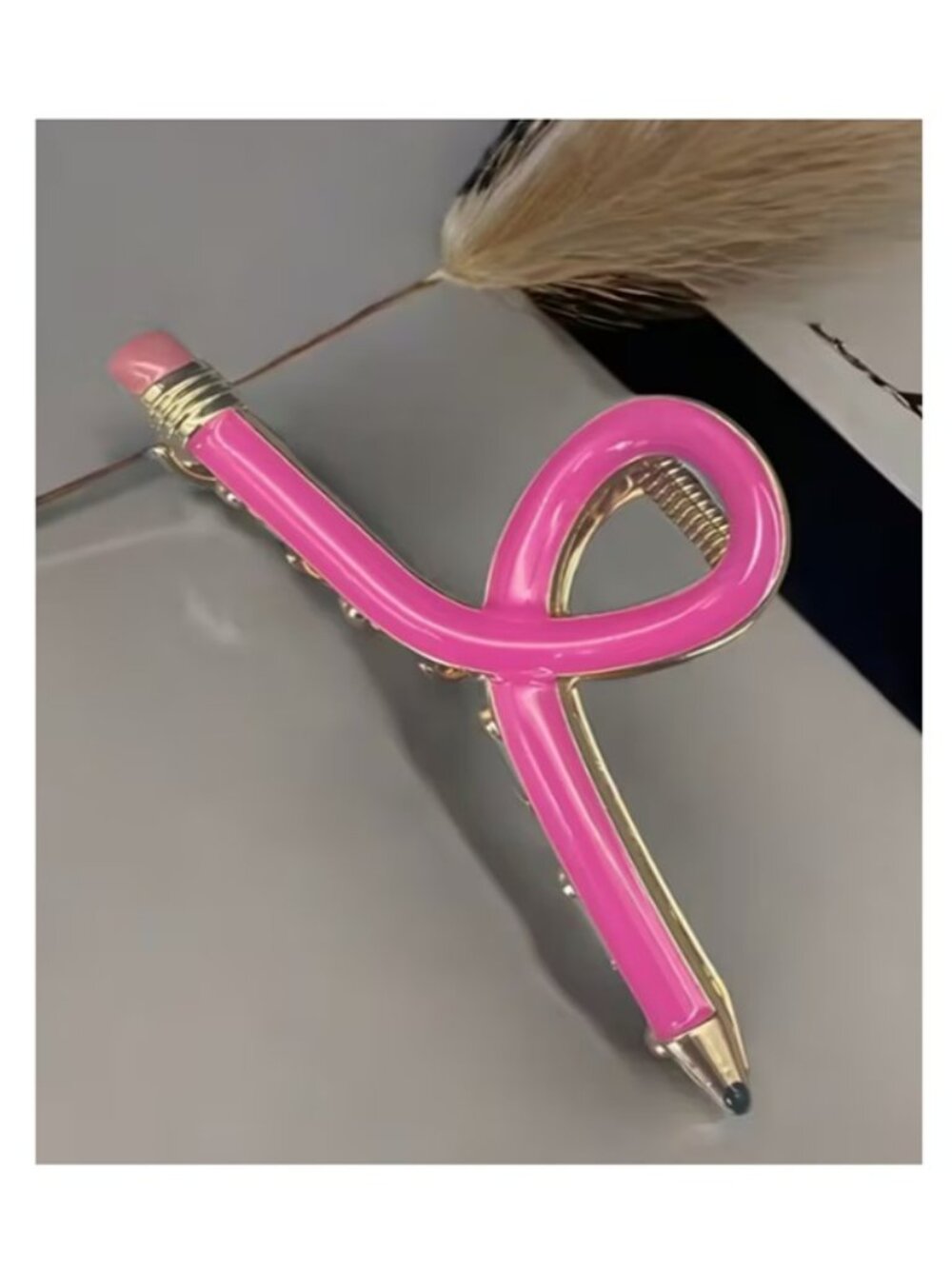Pink Teacher Metal Pencil Hair Claw Clip (BRAND-NEW & SO CUTE!) - Picture 3 of 8